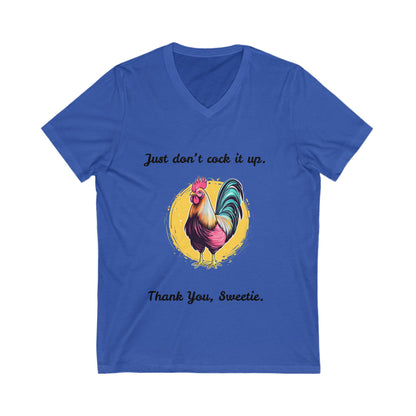 Funny Rooster V-Neck T-Shirt | Farm Life Humor | Vintage Style Chicken Tee