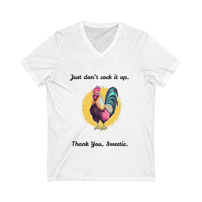 Funny Rooster V-Neck T-Shirt | Farm Life Humor | Vintage Style Chicken Tee