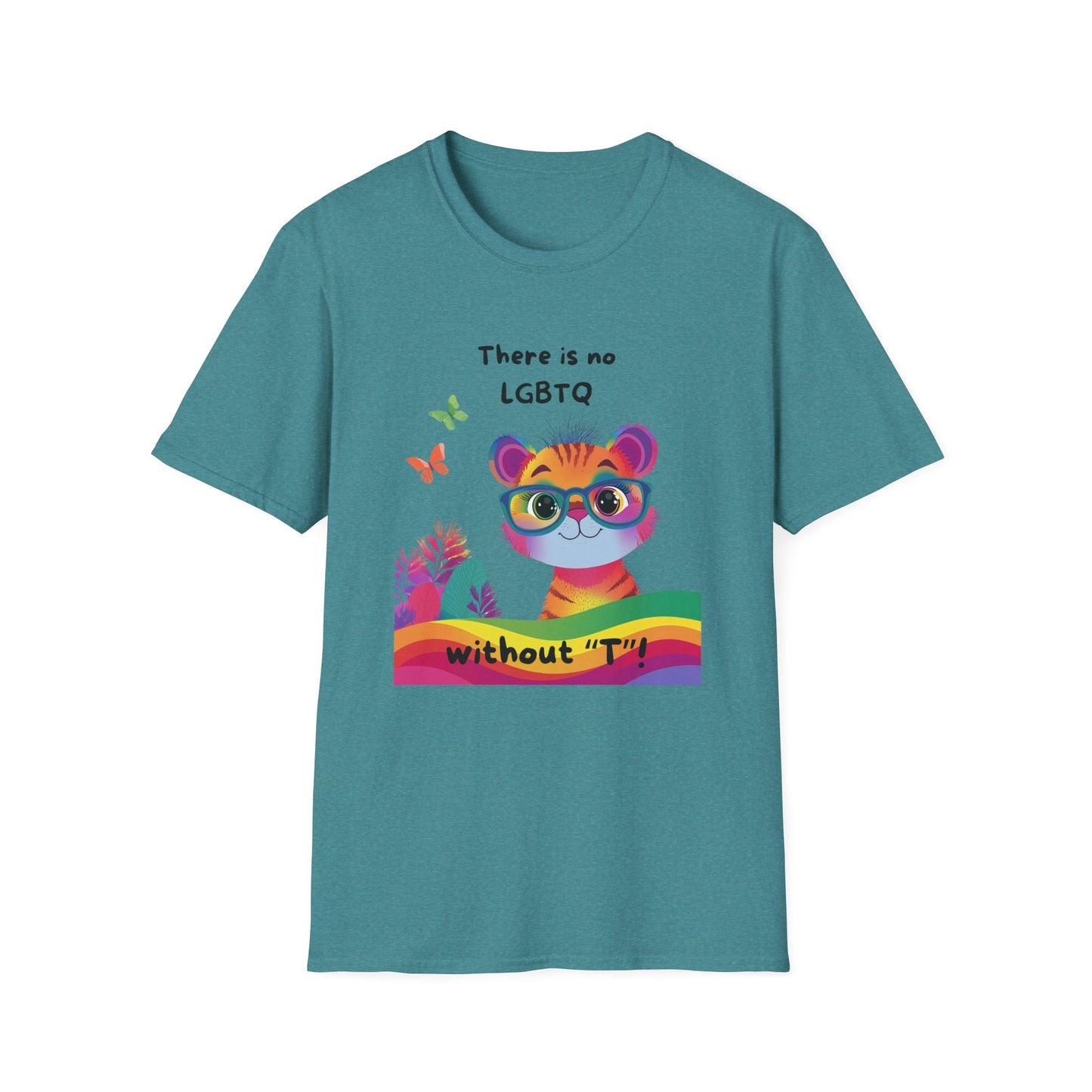 Cute Trans Rights Tiger T-Shirt | LGBTQ Kawaii Pride Activist Tee