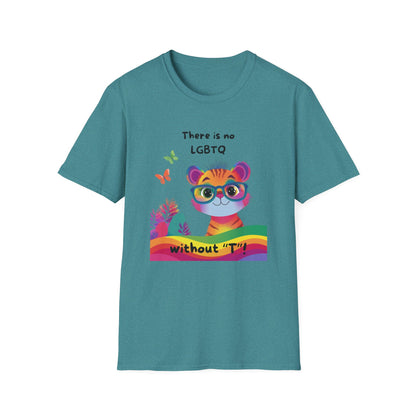 Cute Trans Rights Tiger T-Shirt | LGBTQ Kawaii Pride Activist Tee