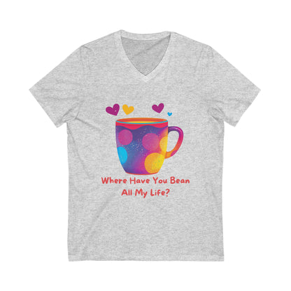 Coffee Love V-Neck T-Shirt | Kawaii Coffee Cup Design | Bean Pun Rainbow Galaxy Tee