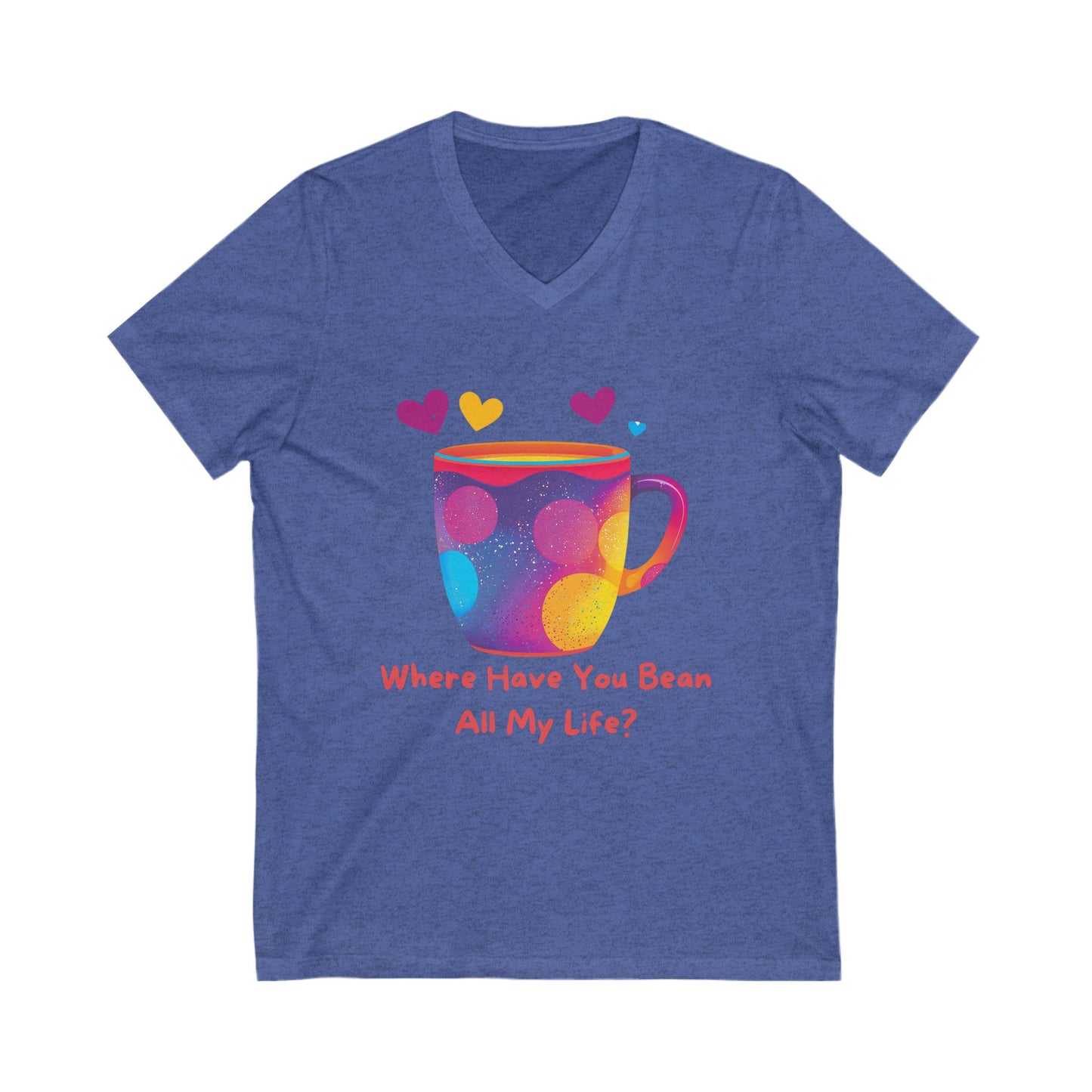 Coffee Love V-Neck T-Shirt | Kawaii Coffee Cup Design | Bean Pun Rainbow Galaxy Tee