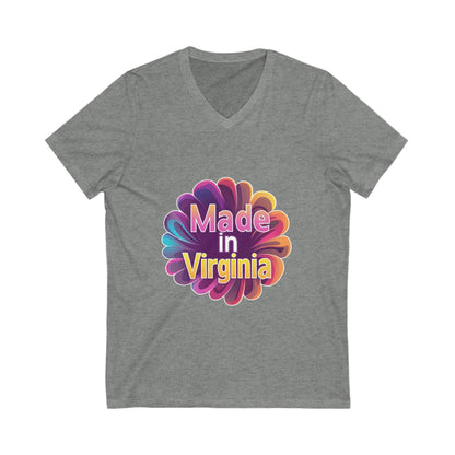 Made in Virginia Retro Flower V-Neck | State Pride Floral Design Unisex Tee