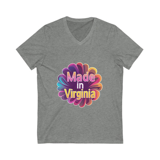 Made in Virginia Retro Flower V-Neck | State Pride Floral Design Unisex Tee