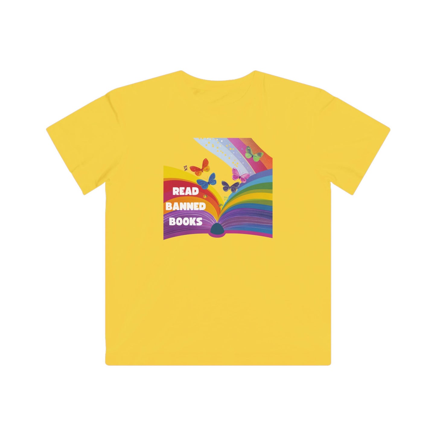 Rainbow Book Butterfly Pride T-Shirt | Banned Books Reading Activist Kids Tee