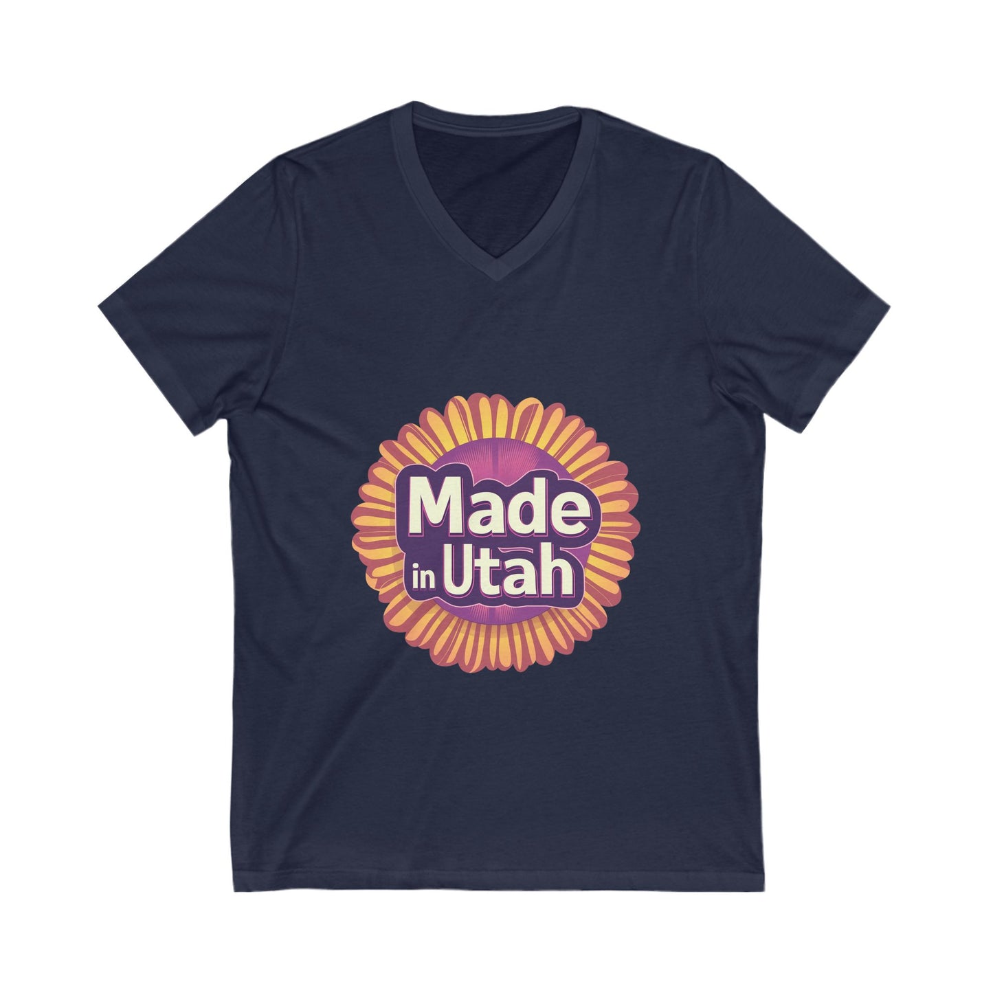 Made in Utah V-Neck T-Shirt | Retro Sunburst State Pride Unisex Tee