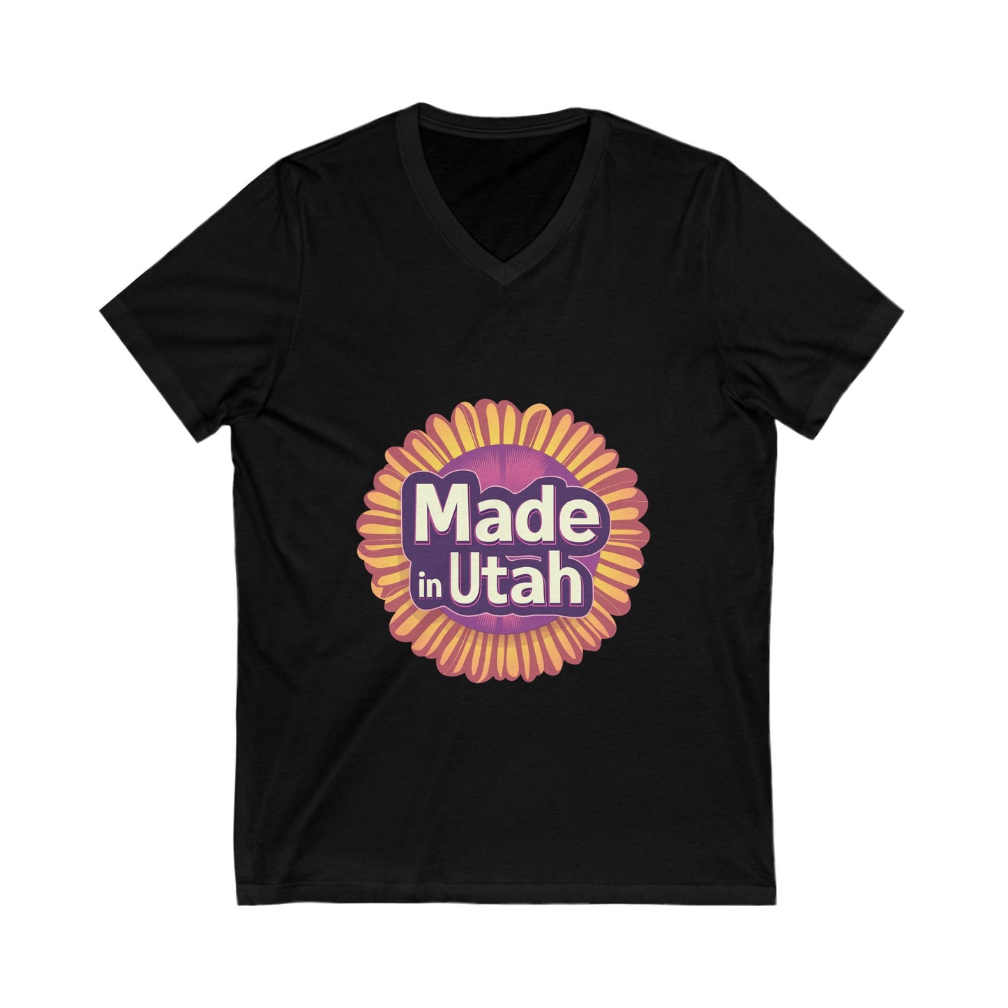 Made in Utah V-Neck T-Shirt | Retro Sunburst State Pride Unisex Tee