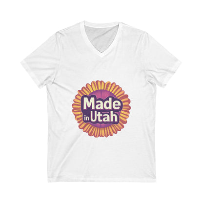 Made in Utah V-Neck T-Shirt | Retro Sunburst State Pride Unisex Tee