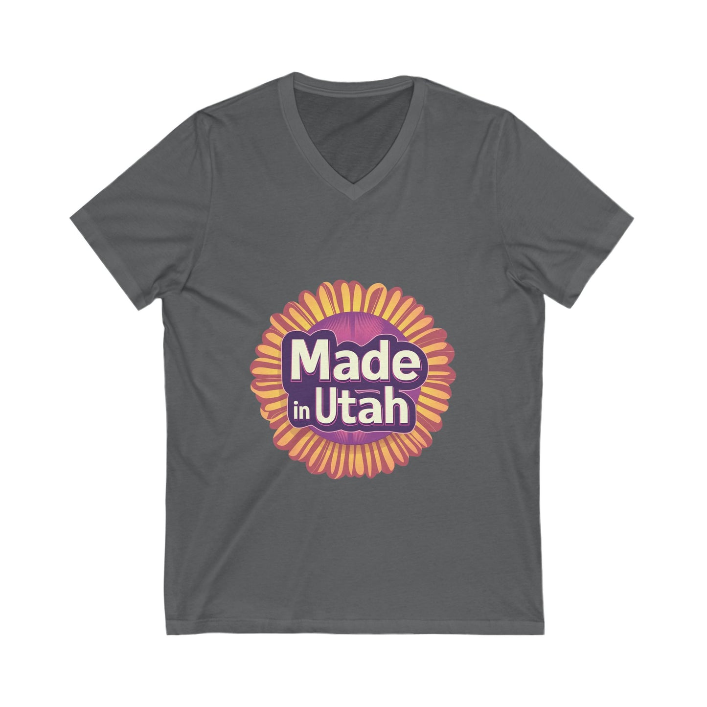 Made in Utah V-Neck T-Shirt | Retro Sunburst State Pride Unisex Tee
