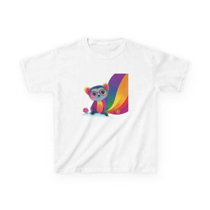 Rainbow Lemur Kids T-Shirt | Cute Pride Kawaii Design | Pink Cotton Tee