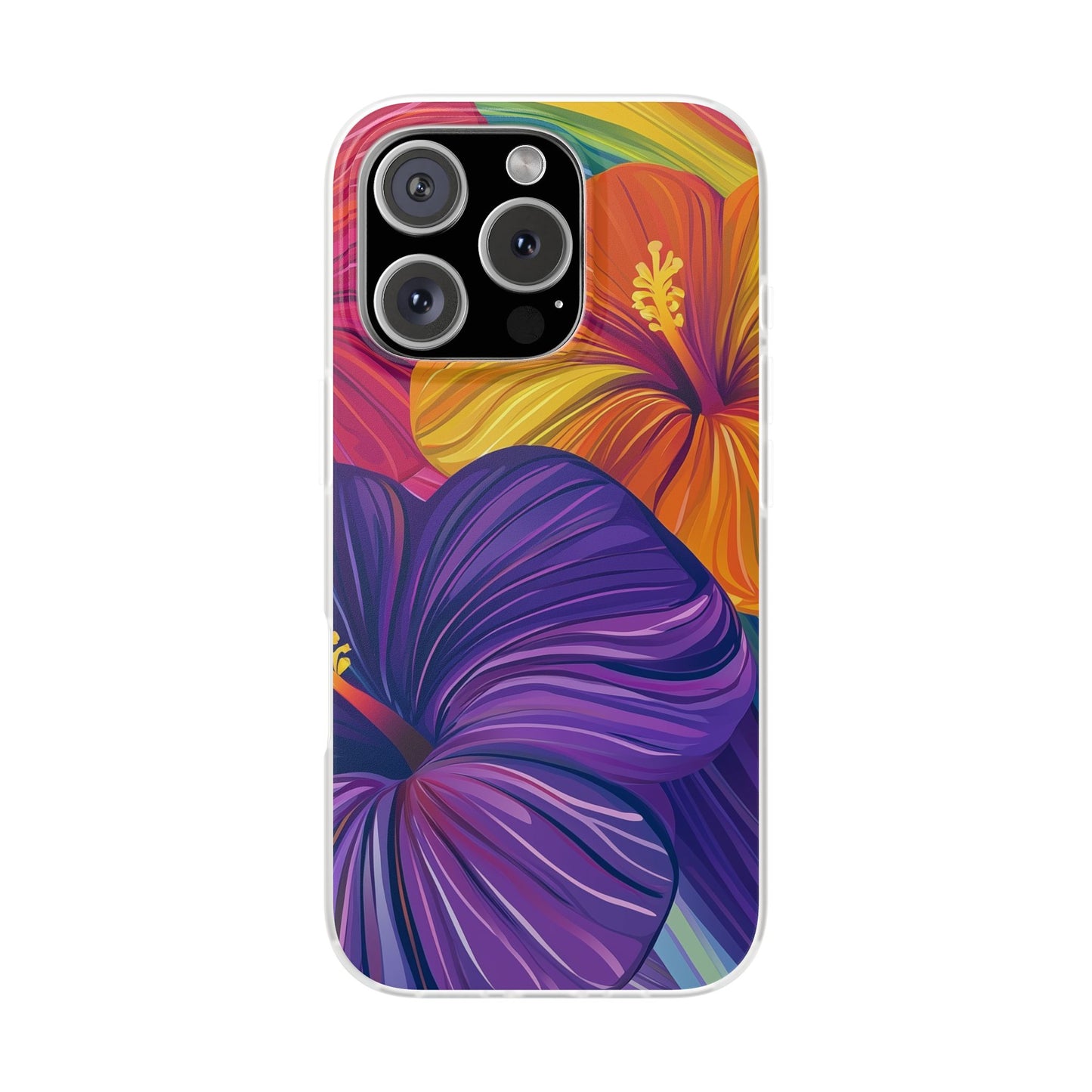 Tropical Hibiscus Rainbow Phone Case | Pride Floral Flexi Case