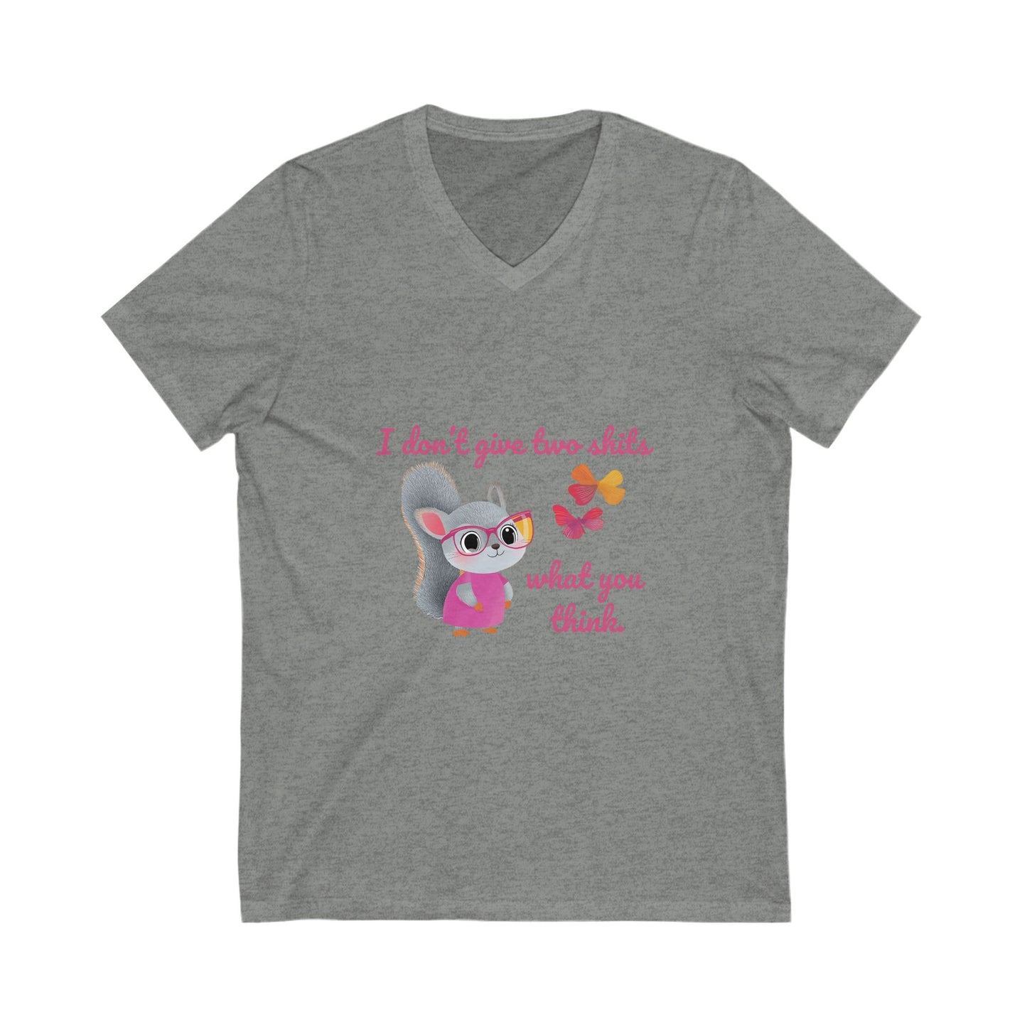 Sassy Squirrel V-Neck T-Shirt | Cute Kawaii Attitude Design | Unisex Bella Canvas Tee