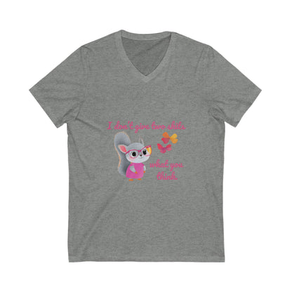 Sassy Squirrel V-Neck T-Shirt | Cute Kawaii Attitude Design | Unisex Bella Canvas Tee