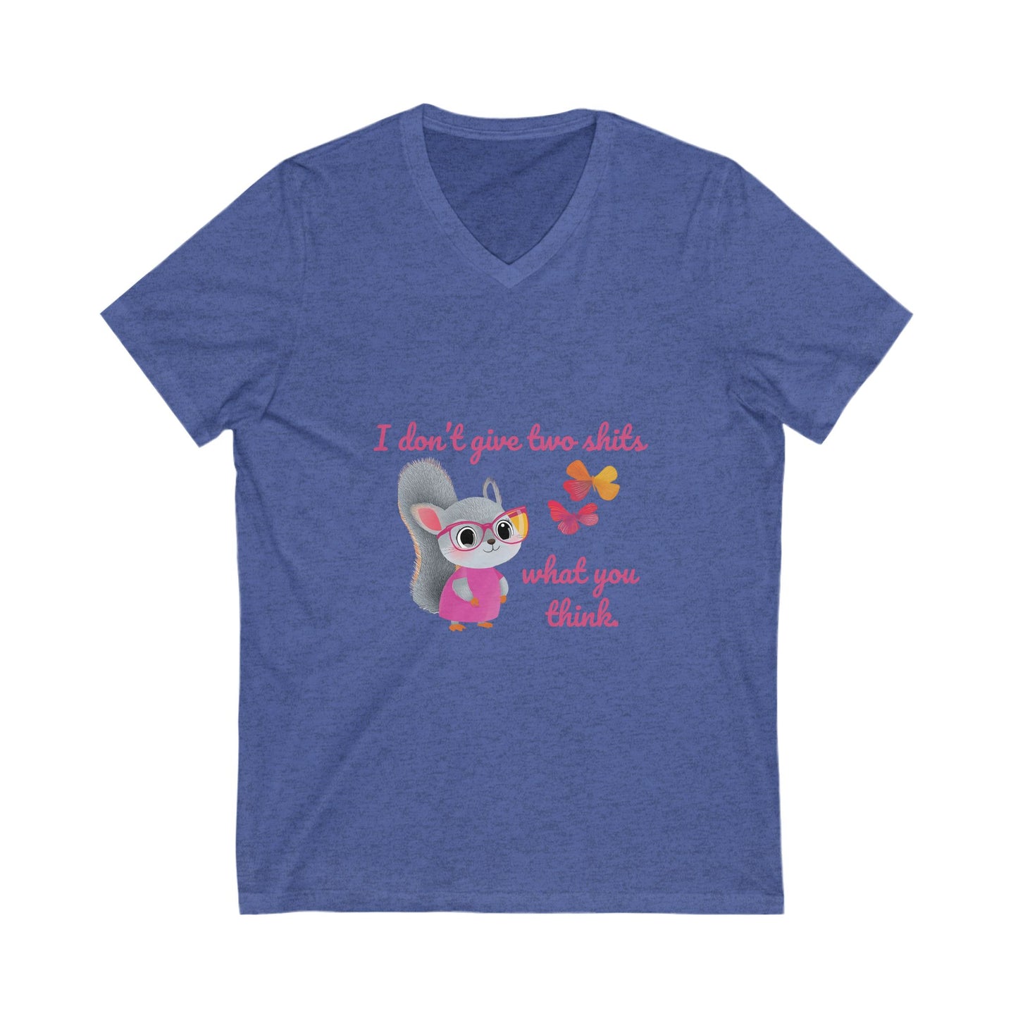 Sassy Squirrel V-Neck T-Shirt | Cute Kawaii Attitude Design | Unisex Bella Canvas Tee