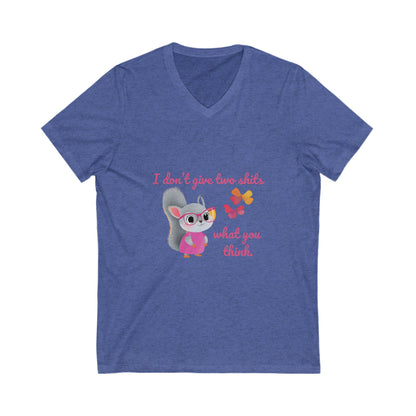 Sassy Squirrel V-Neck T-Shirt | Cute Kawaii Attitude Design | Unisex Bella Canvas Tee
