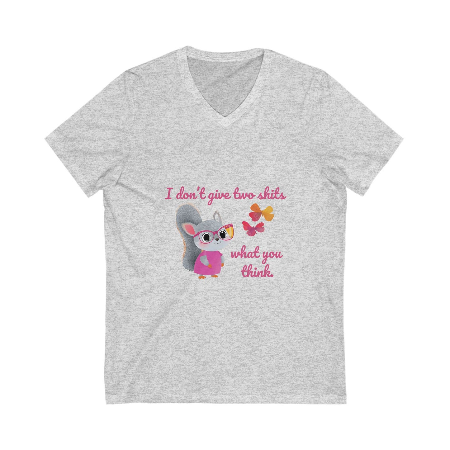 Sassy Squirrel V-Neck T-Shirt | Cute Kawaii Attitude Design | Unisex Bella Canvas Tee