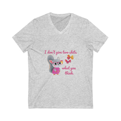 Sassy Squirrel V-Neck T-Shirt | Cute Kawaii Attitude Design | Unisex Bella Canvas Tee
