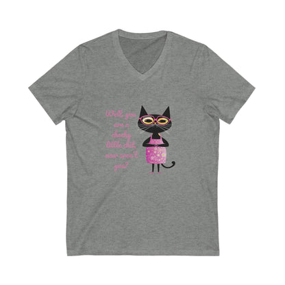 Sassy Bird Rainbow V-Neck T-Shirt | Cute Activist Kawaii Bird Unisex Tee