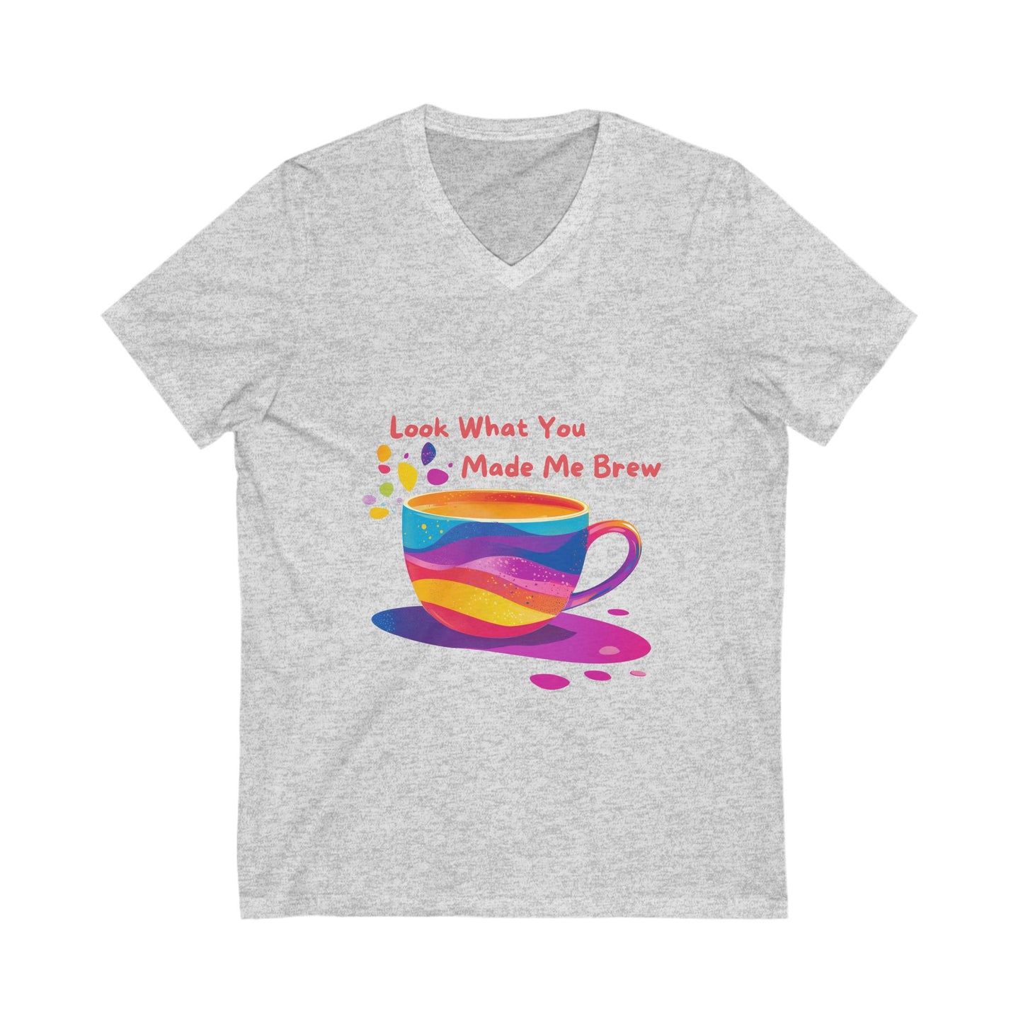 Rainbow Coffee Cup V-Neck T-Shirt | LGBTQ Pride Coffee Lover Gift | Unisex Pride Tee