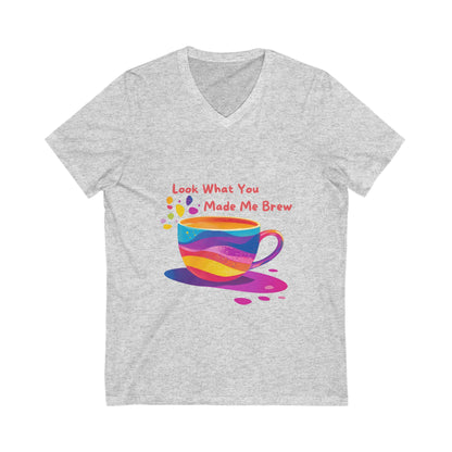 Rainbow Coffee Cup V-Neck T-Shirt | LGBTQ Pride Coffee Lover Gift | Unisex Pride Tee