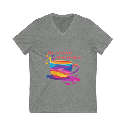 Rainbow Coffee Cup V-Neck T-Shirt | LGBTQ Pride Coffee Lover Gift | Unisex Pride Tee