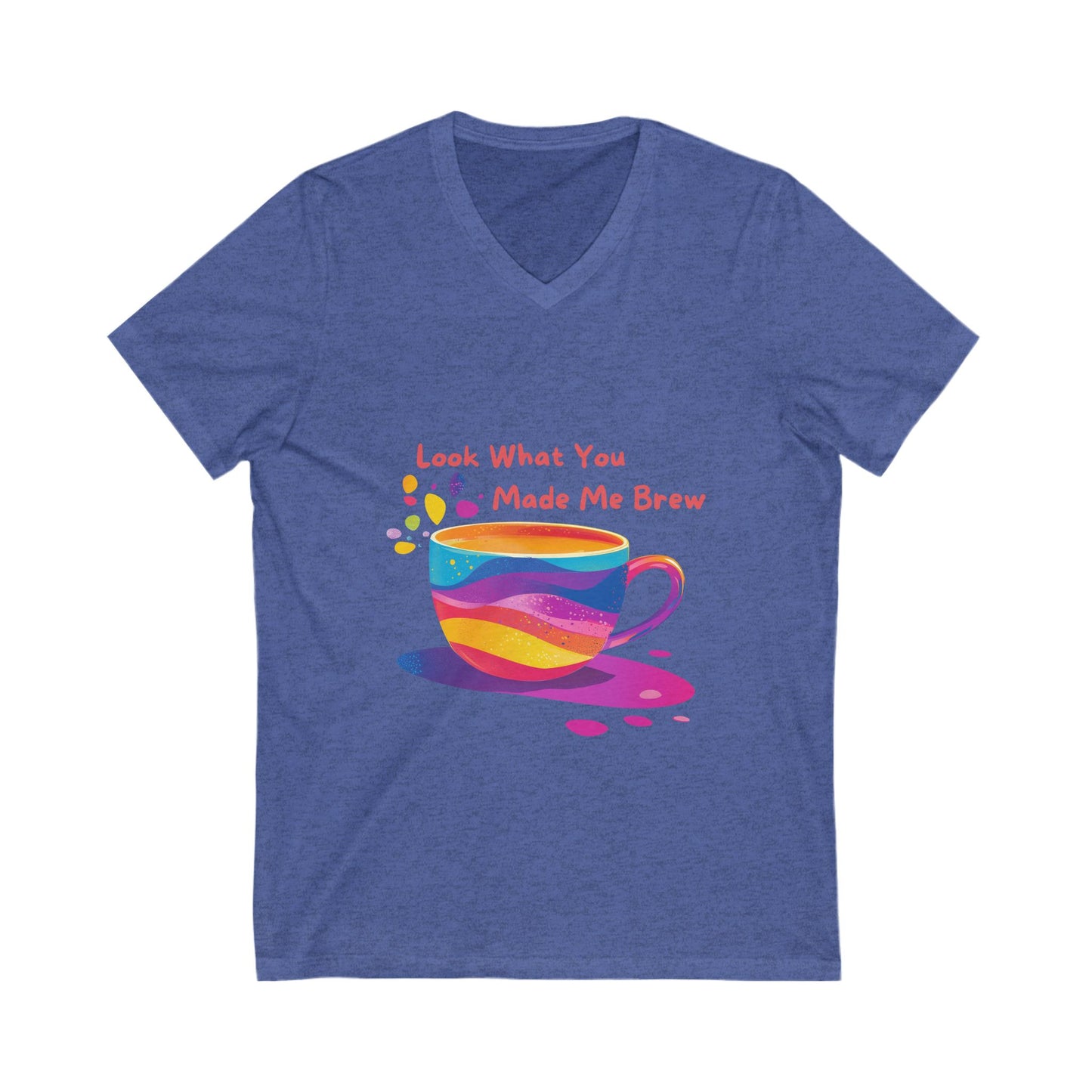 Rainbow Coffee Cup V-Neck T-Shirt | LGBTQ Pride Coffee Lover Gift | Unisex Pride Tee