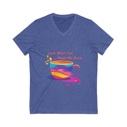 Rainbow Coffee Cup V-Neck T-Shirt | LGBTQ Pride Coffee Lover Gift | Unisex Pride Tee