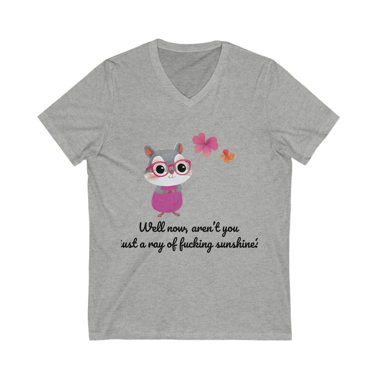 Kawaii Hamster Sass V-Neck | Cute Sarcastic Animal Tee | Rebellious Bunny Unisex T-Shirt