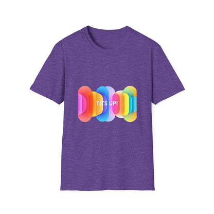 Colorful TITS UP! Unisex T-Shirt | Motivational Rainbow Pride Tee