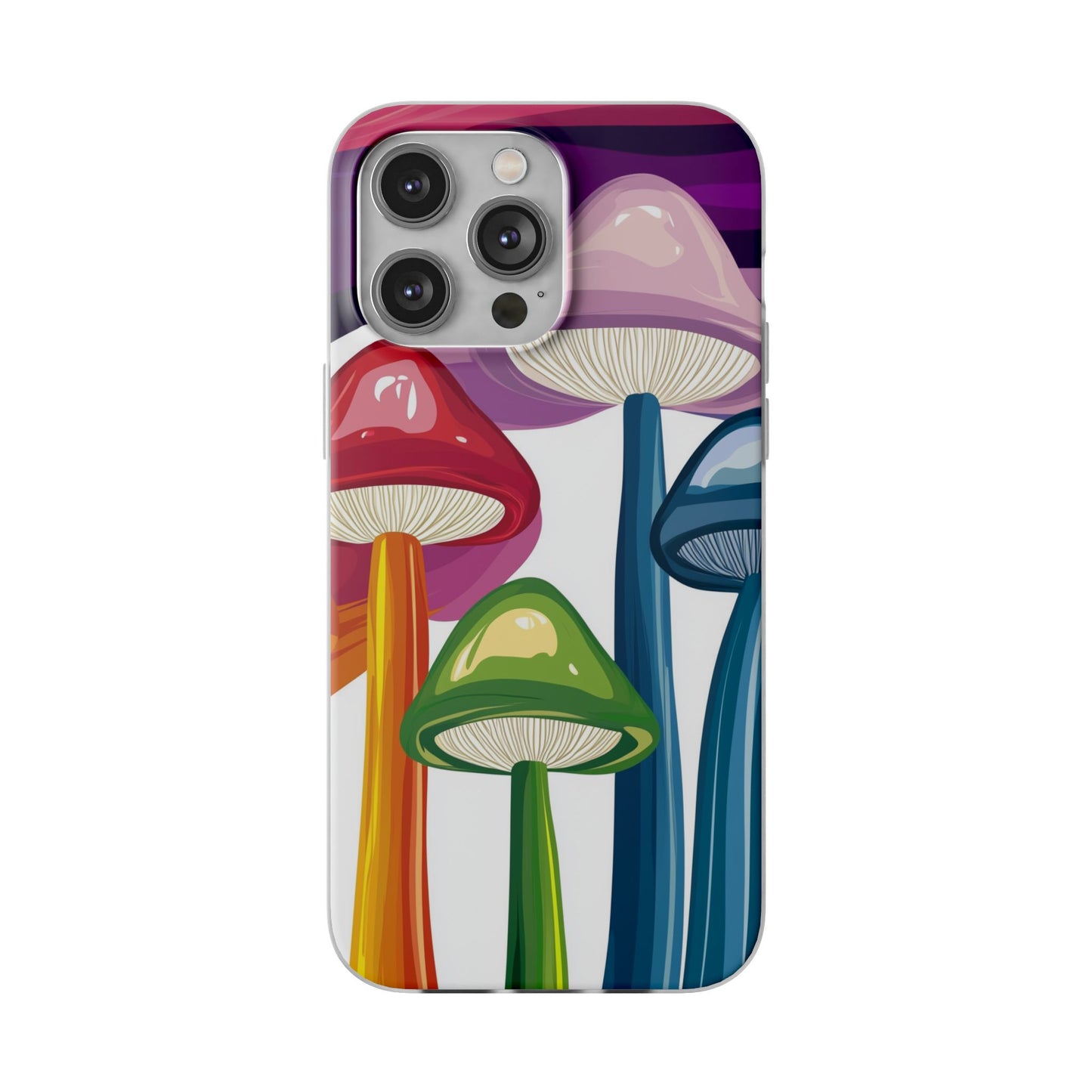 Rainbow Mushroom Flexi Phone Case | Psychedelic Art Clear TPU Cover