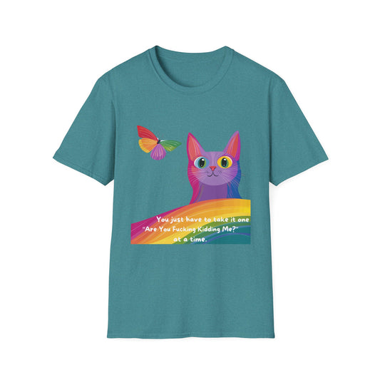 Rainbow Cat Inspirational T-Shirt | Kawaii Pride Butterfly Unisex Tee