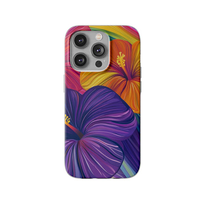 Tropical Hibiscus Rainbow Phone Case | Pride Floral Flexi Case