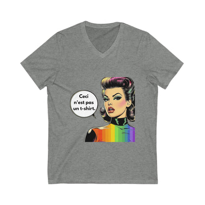 Ceci n'est pas un t-shirt | LGBTQ+ Pride V-Neck Tee | Retro Rainbow Art