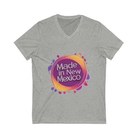Made in New Mexico V-Neck T-Shirt | Southwest Pride State Design | Unisex Sunset Circle Tee