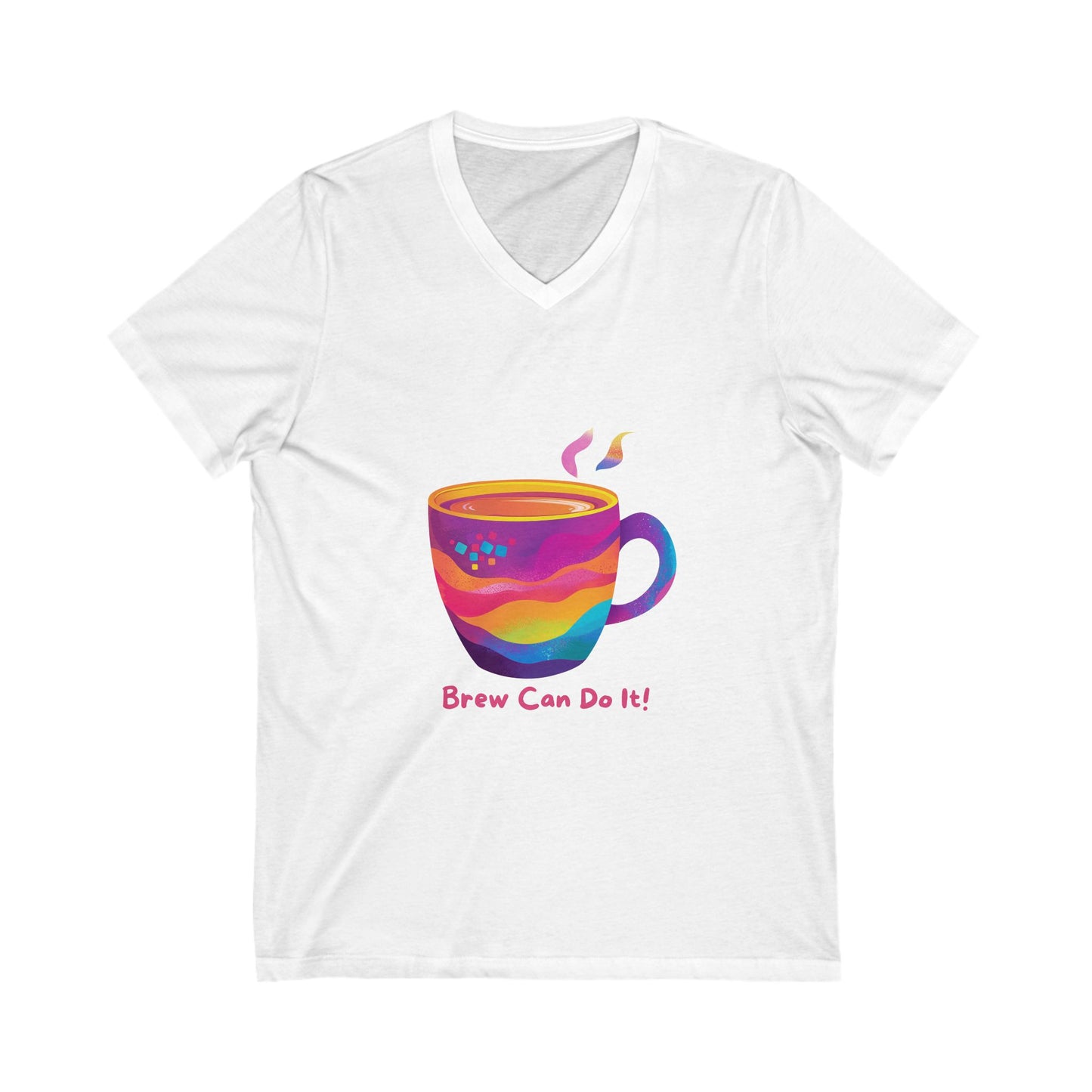 Rainbow Coffee Cup V-Neck | Brew Can Do It | Kawaii Empowerment Tee