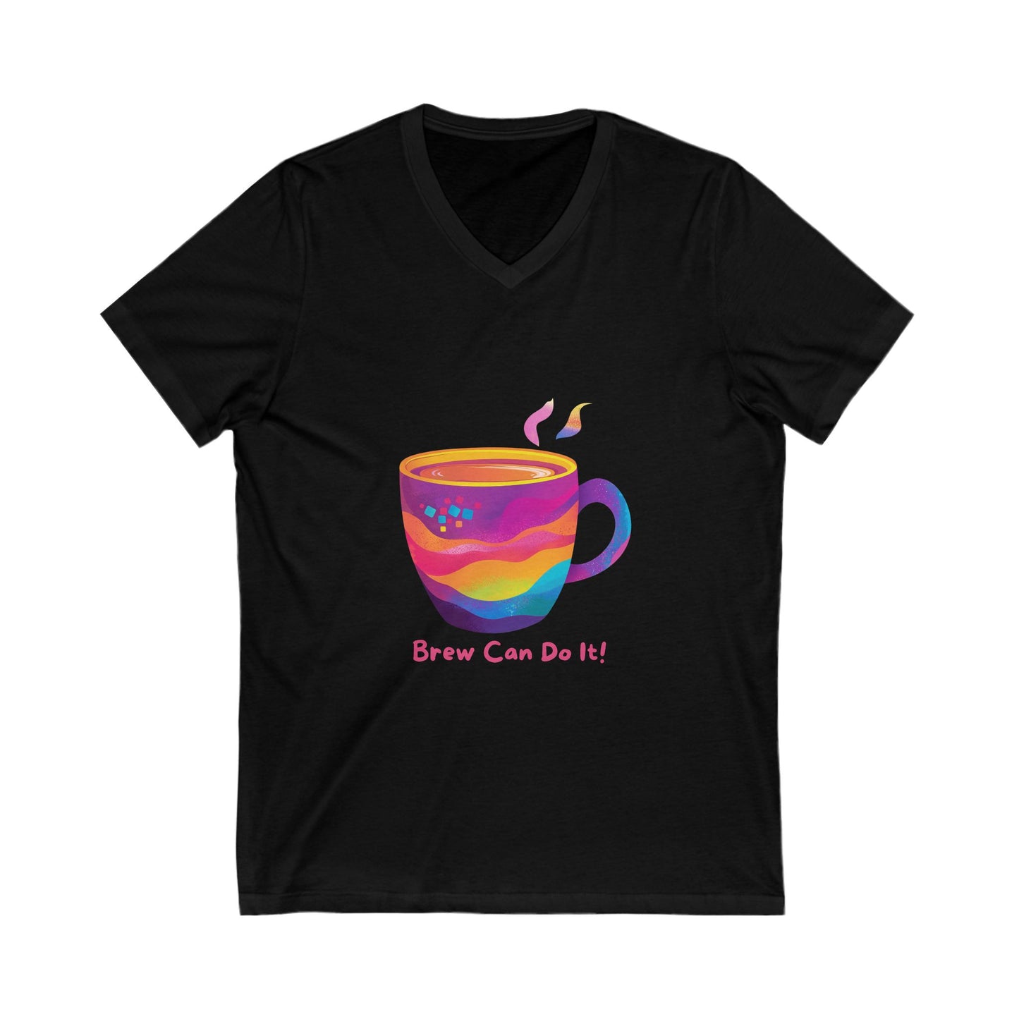 Rainbow Coffee Cup V-Neck | Brew Can Do It | Kawaii Empowerment Tee