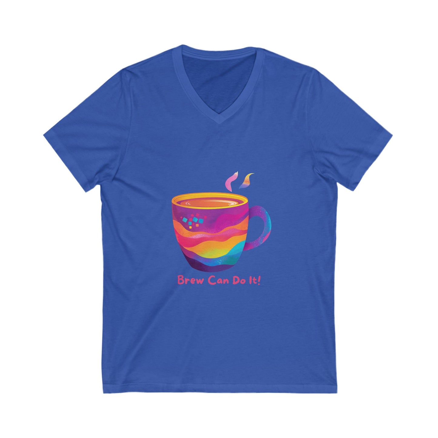 Rainbow Coffee Cup V-Neck | Brew Can Do It | Kawaii Empowerment Tee