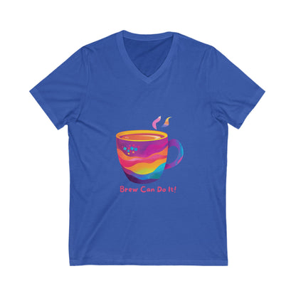 Rainbow Coffee Cup V-Neck | Brew Can Do It | Kawaii Empowerment Tee