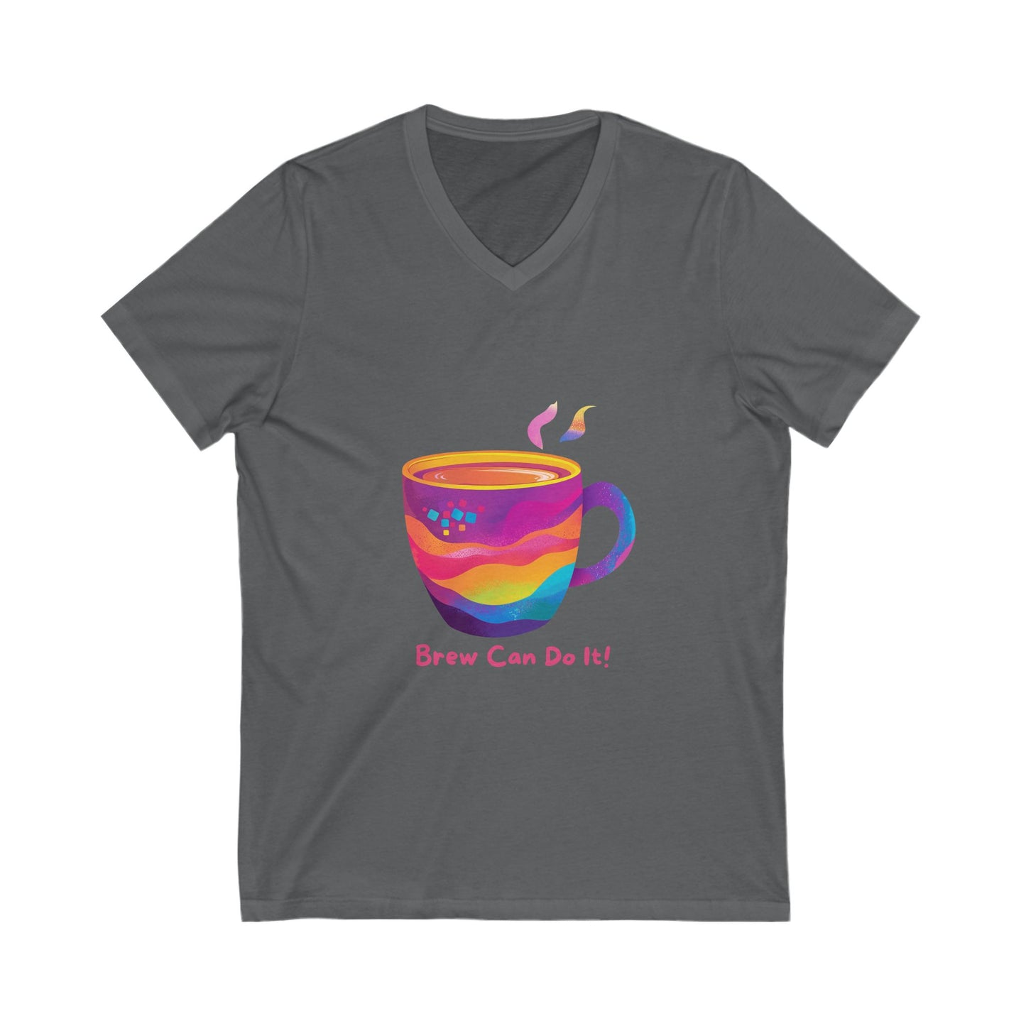 Rainbow Coffee Cup V-Neck | Brew Can Do It | Kawaii Empowerment Tee
