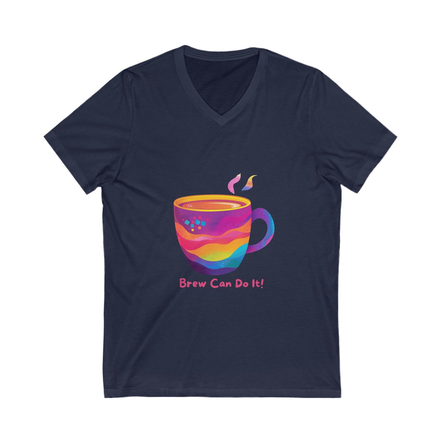 Rainbow Coffee Cup V-Neck | Brew Can Do It | Kawaii Empowerment Tee