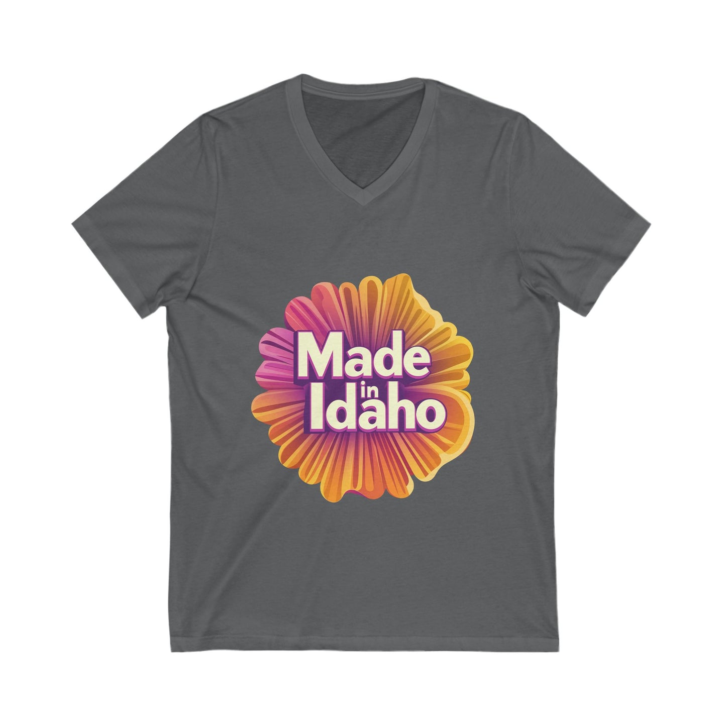 Made in Idaho Retro V-Neck T-Shirt | Vintage Sunflower State Pride Unisex Tee