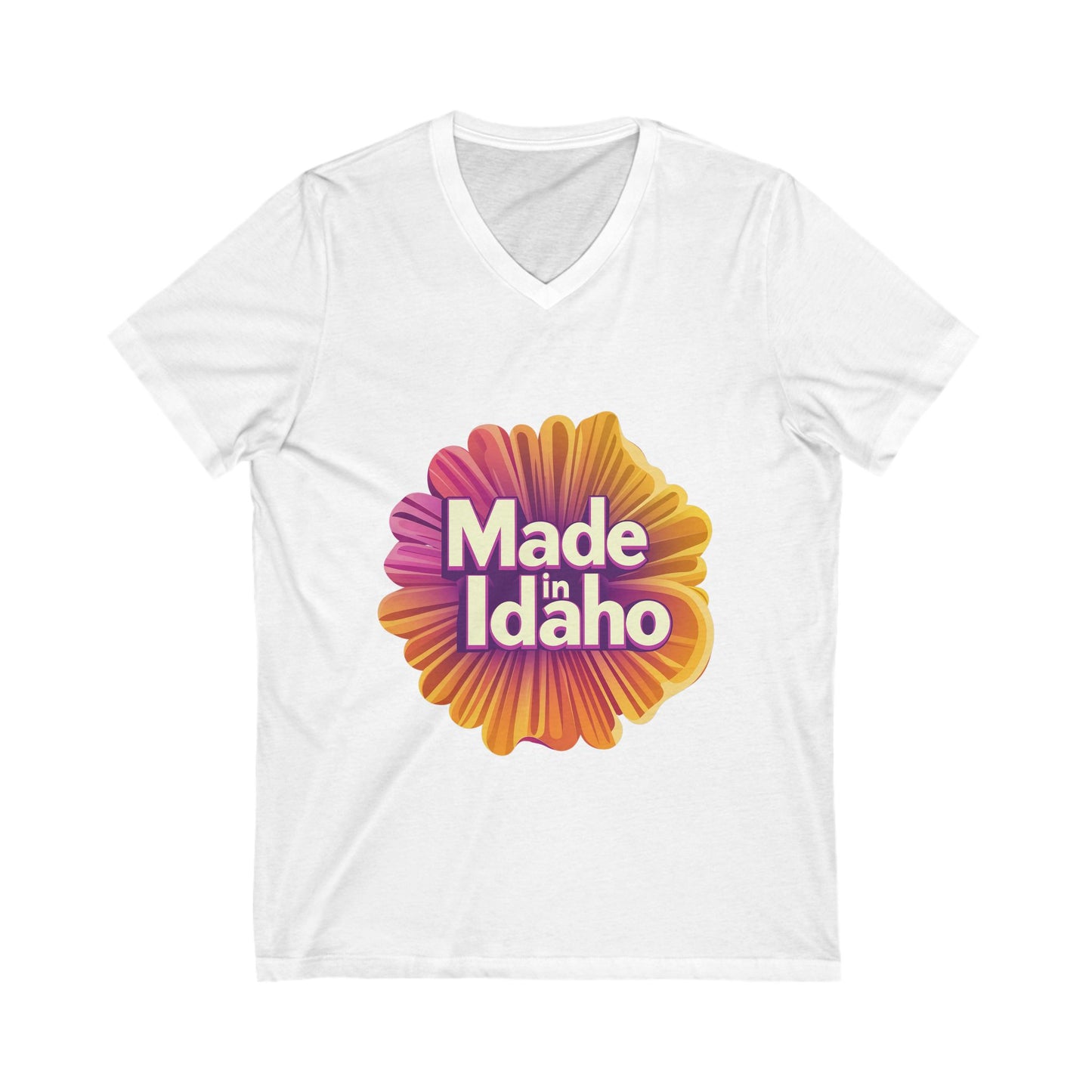 Made in Idaho Retro V-Neck T-Shirt | Vintage Sunflower State Pride Unisex Tee