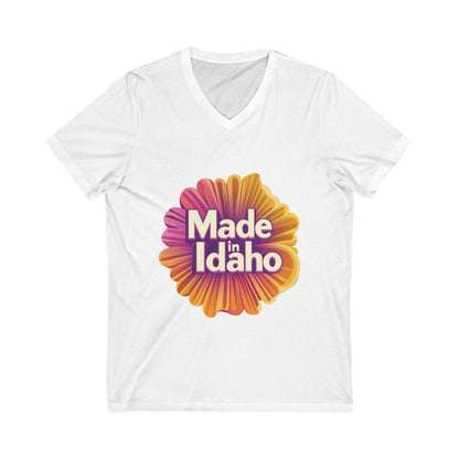 Made in Idaho Retro V-Neck T-Shirt | Vintage Sunflower State Pride Unisex Tee