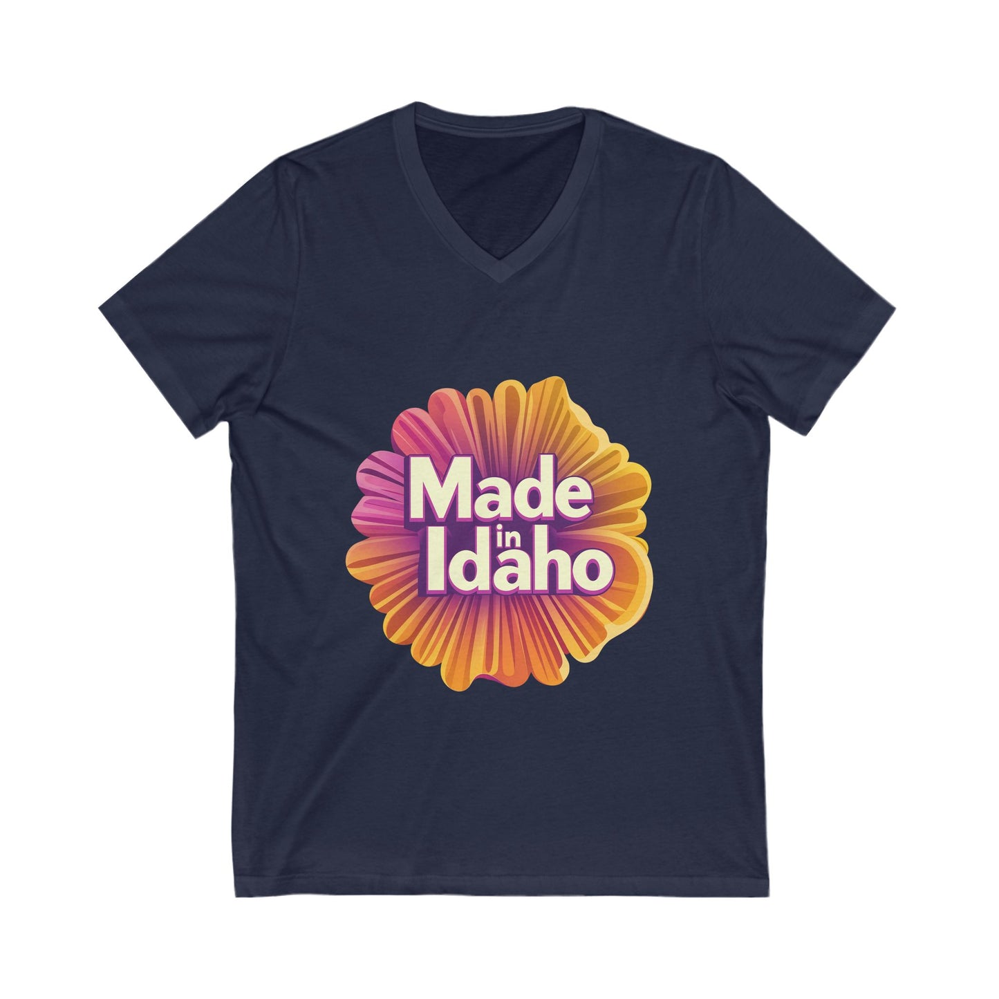 Made in Idaho Retro V-Neck T-Shirt | Vintage Sunflower State Pride Unisex Tee
