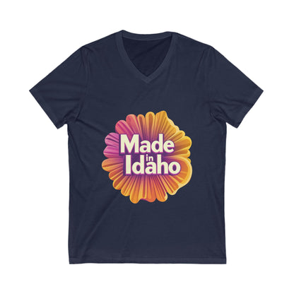 Made in Idaho Retro V-Neck T-Shirt | Vintage Sunflower State Pride Unisex Tee