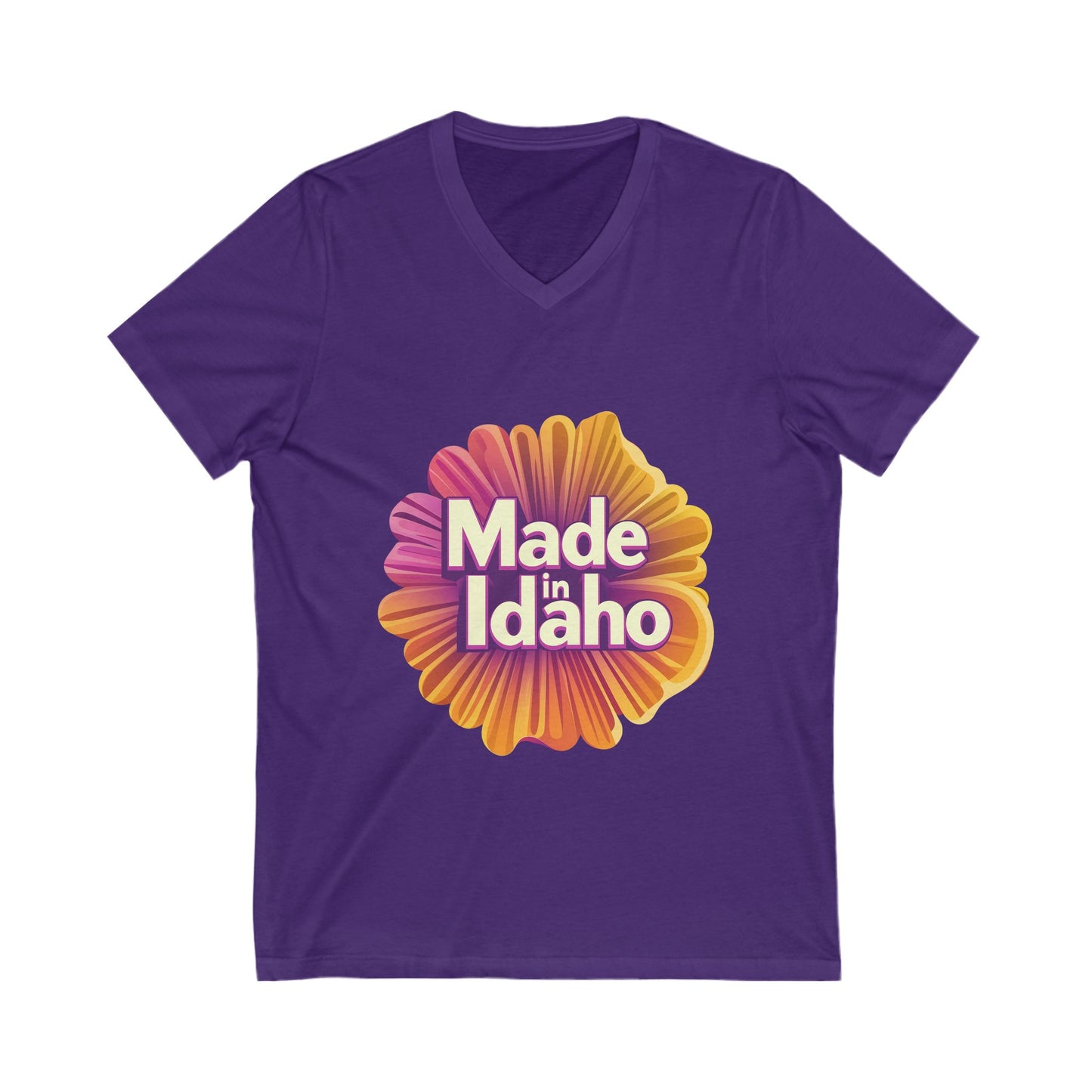 Made in Idaho Retro V-Neck T-Shirt | Vintage Sunflower State Pride Unisex Tee