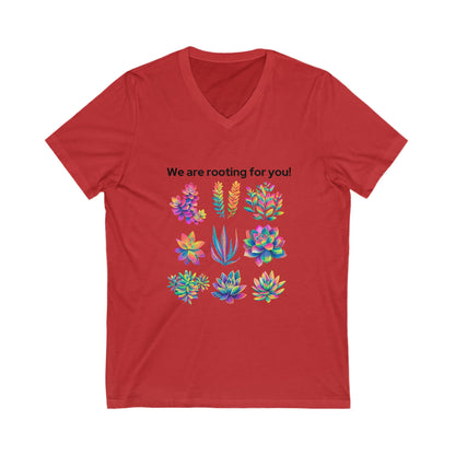 Rainbow Succulent V-Neck T-Shirt | Positive Plant Lover Gift | Colorful Botanical Unisex Tee