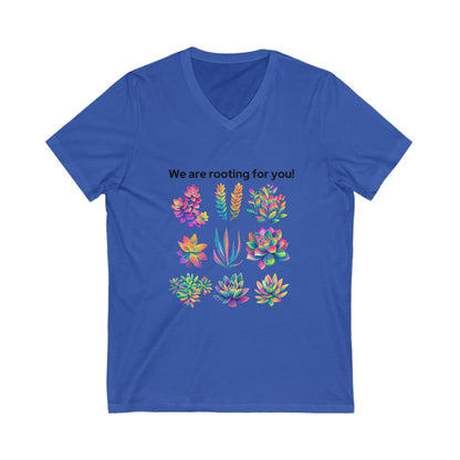 Rainbow Succulent V-Neck T-Shirt | Positive Plant Lover Gift | Colorful Botanical Unisex Tee