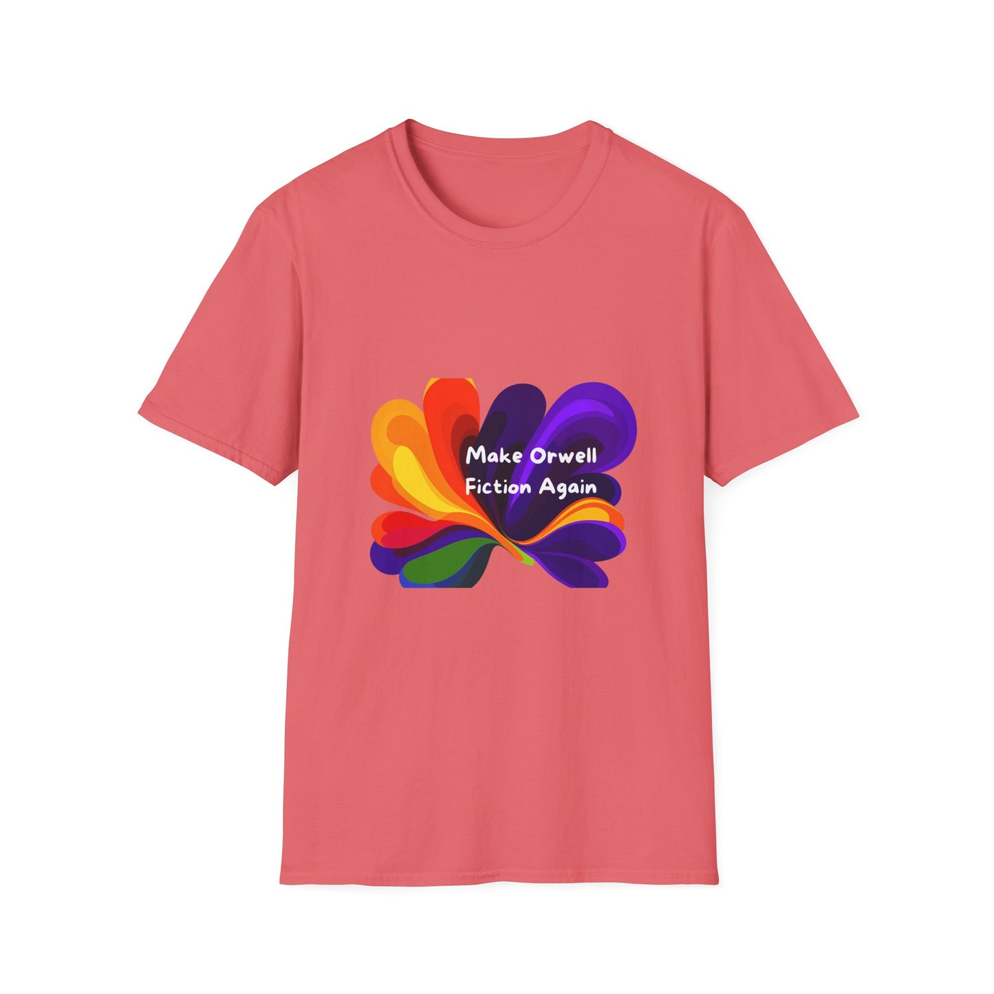 Make Orwell Fiction Again Rainbow T-Shirt | Colorful Activism Tee
