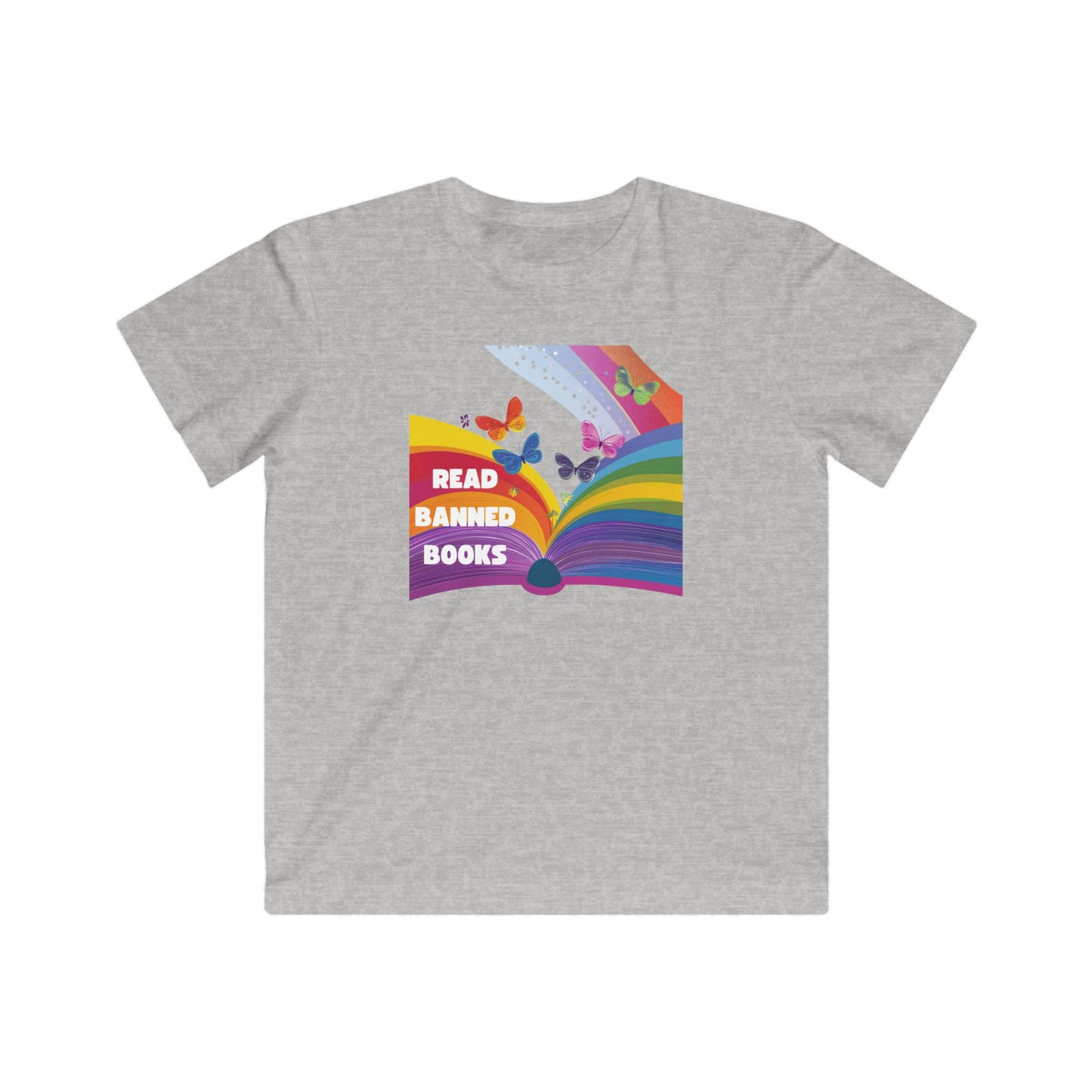 Rainbow Book Butterfly Pride T-Shirt | Banned Books Reading Activist Kids Tee